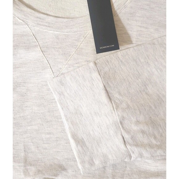 Monrow Mens Supersoft Crewneck Sweatshirt Heather Ivory/Gray XXL MSRP $138 - Picture 5 of 8